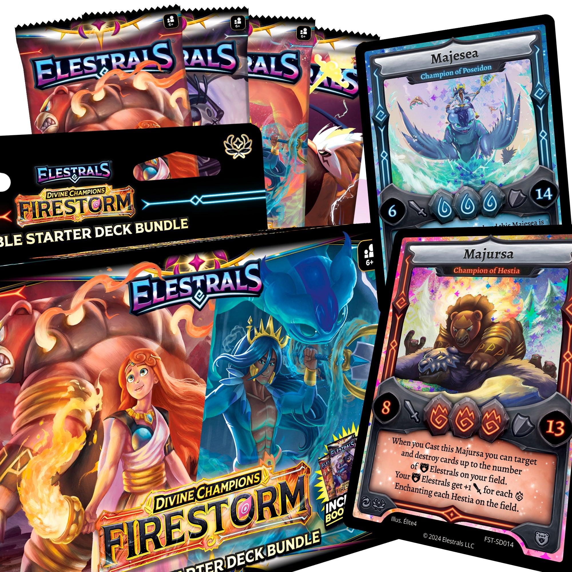 Firestorm Hestia vs. Poseidon Double Starter Deck Bundle with 4 Packs