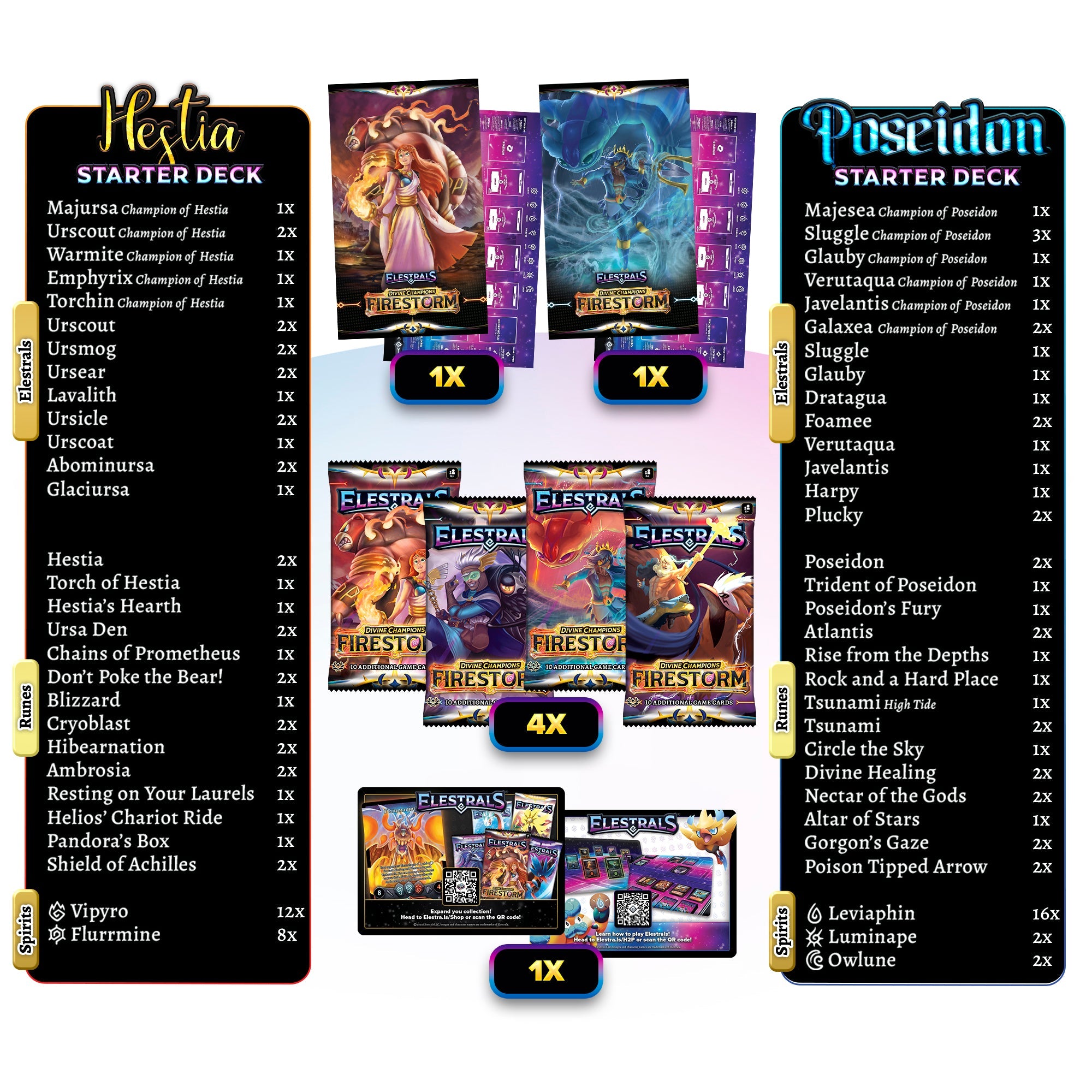Firestorm Hestia vs. Poseidon Double Starter Deck Bundle with 4 Packs